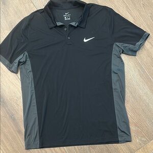 Nike Men's Black and Gray Dri-FIT Polo Shirt. Size XL.